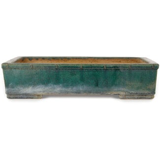 Koyo - Koichirou Aiba  Rechthoekige bonsaipot van 362 mm in turquoise van Koyou, Tokoname, Japan