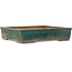 Pot à bonsaï rectangulaire bleu sarcelle de Koyou - 362 x 305 x 80 mm