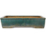 Pot à bonsaï rectangulaire bleu sarcelle de Koyou - 362 x 305 x 80 mm