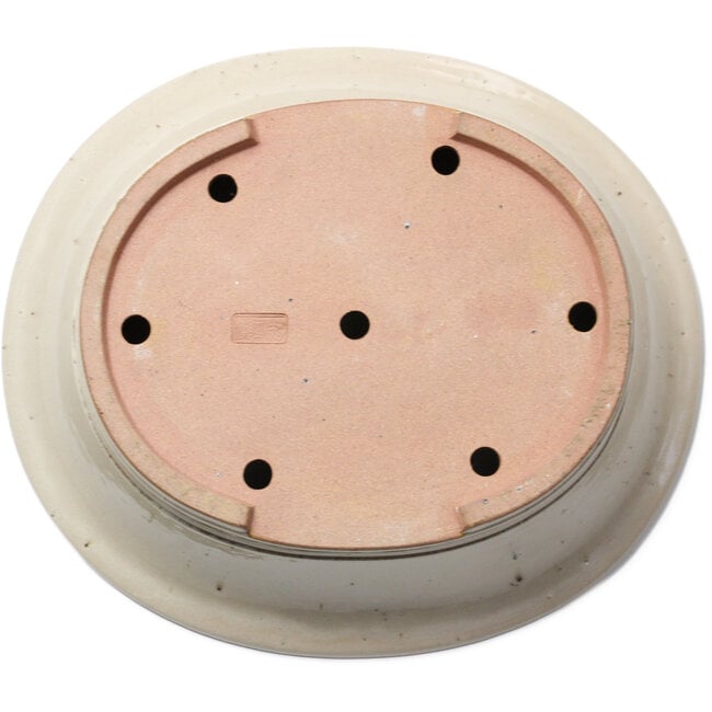 Ovale gebroken witte bonsaipot van Seizan (Reihou, Kataoka Katsushi, meester Seizan oven) - 408 x 357 x 130 mm