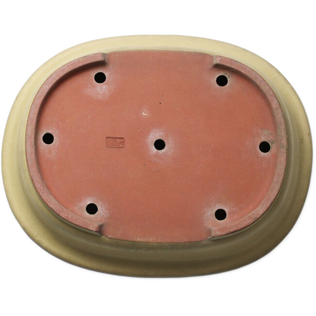 Pot à bonsaï ovale blanc cassé par Seizan (Reihou, Kataoka Katsushi, maître four Seizan) - 525 x 415 x 115 mm