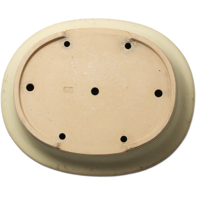 Pot à bonsaï ovale blanc cassé par Seizan (Reihou, Kataoka Katsushi, maître four Seizan) - 503 x 405 x 98 mm