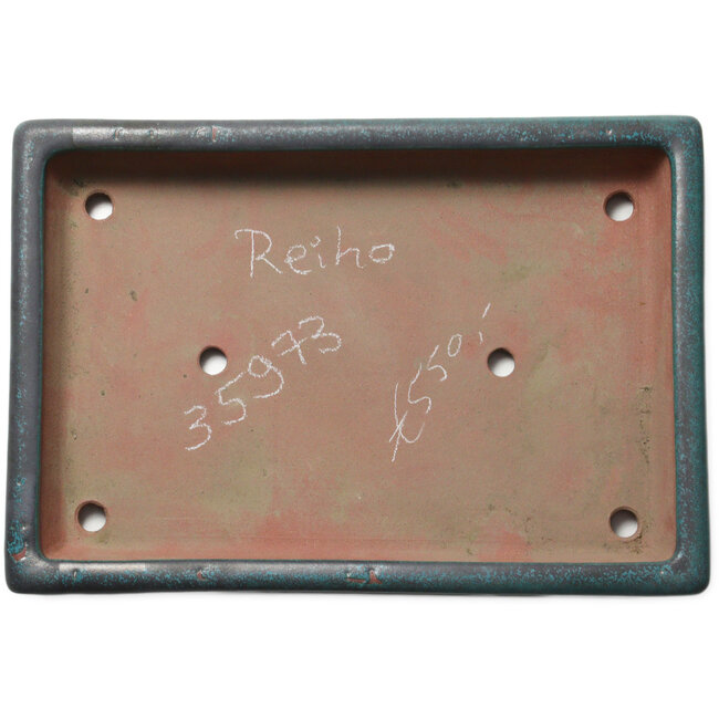 Rectangular teal bonsai pot by Seizan (Reihou, Kataoka Katsushi, master Seizan kiln) - 460 x 315 x 65 mm