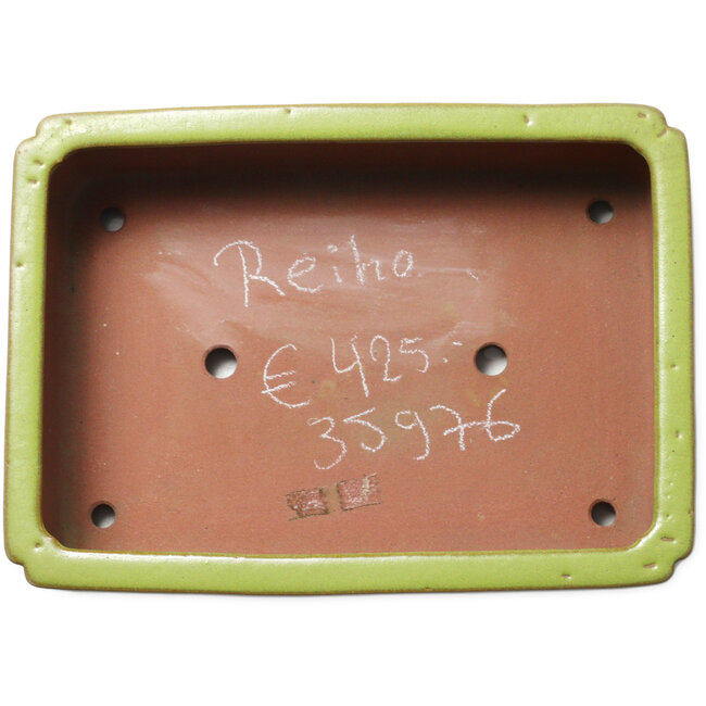 Maceta rectangular amarilla para bonsái de Seizan (Reihou, Kataoka Katsushi, maestro del horno Seizan) - 345 x 250 x 95 mm