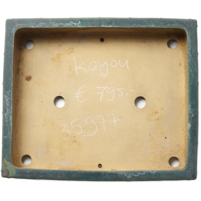 Rechteckiger, türkisfarbener Bonsai-Topf von Koyou – 362 x 305 x 80 mm