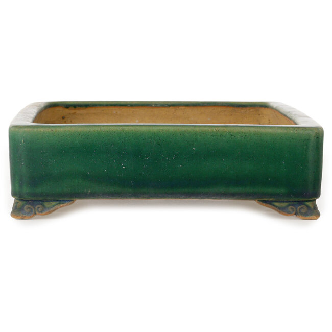 Pot à bonsaï rectangulaire vert par Ikkou - 377 x 267 x 77 mm