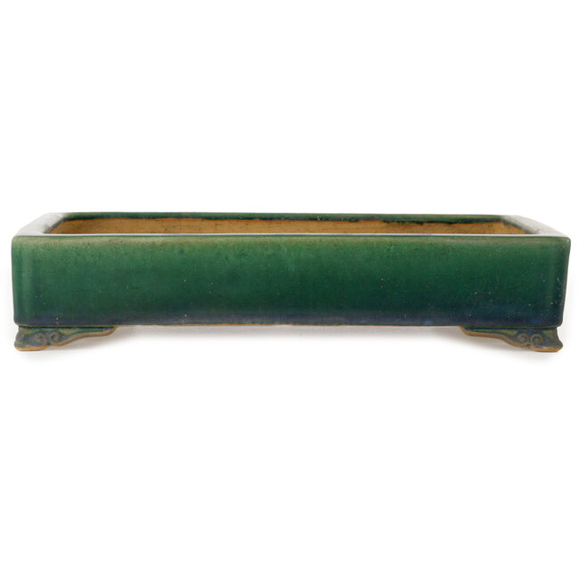 Maceta rectangular verde para bonsái de Ikkou - 377 x 267 x 77 mm