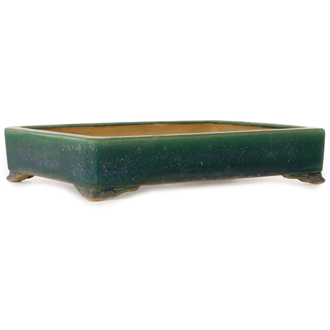 Vaso bonsai rettangolare verde di Ikkou - 377 x 267 x 77 mm