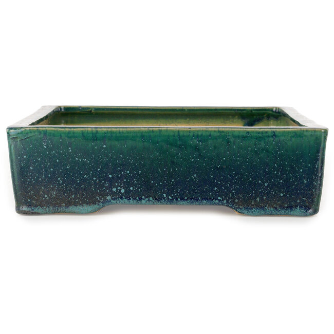 Pot à bonsaï rectangulaire vert de Shuhou - 380 x 283 x 78 mm