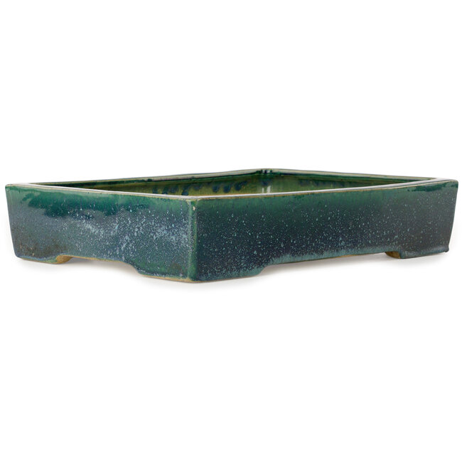 Pot à bonsaï rectangulaire vert de Shuhou - 380 x 283 x 78 mm