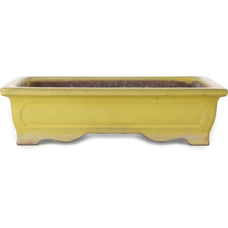  Yamaaki Maceta rectangular amarilla para bonsái de 375 mm de Yamaaki Toshio (tercera generación), Tokoname, Japón