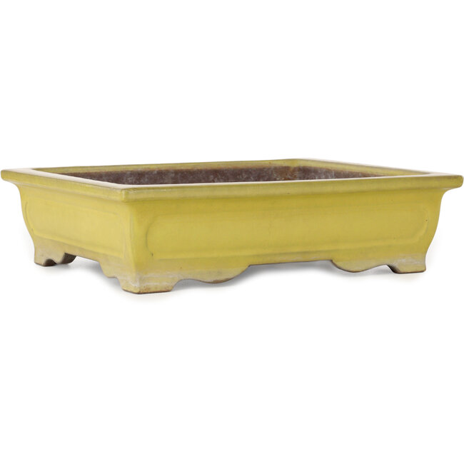 Rechteckiger gelber Bonsai-Topf von Yamaaki Toshio (dritte Generation) – 375 x 300 x 98 mm