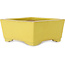 Square yellow bonsai pot by Aiba Koyou - 227 x 227 x 110 mm