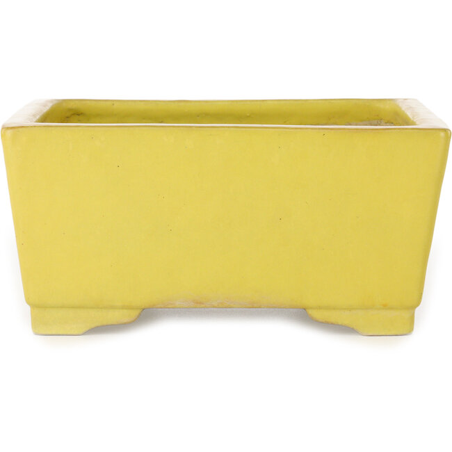 Square yellow bonsai pot by Aiba Koyou - 227 x 227 x 110 mm
