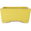 Square yellow bonsai pot by Aiba Koyou - 227 x 227 x 110 mm