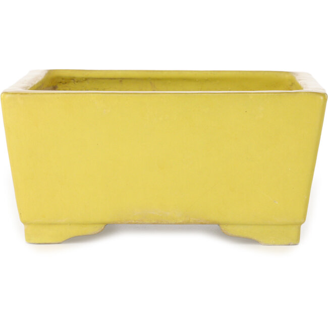 Square yellow bonsai pot by Aiba Koyou - 227 x 227 x 110 mm