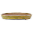 Oval yellow bonsai pot by Seizan (Reihou, Kataoka Katsushi, master Seizan kiln) - 482 x 302 x 35 mm