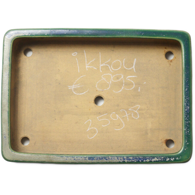 Pot à bonsaï rectangulaire vert par Ikkou - 377 x 267 x 77 mm