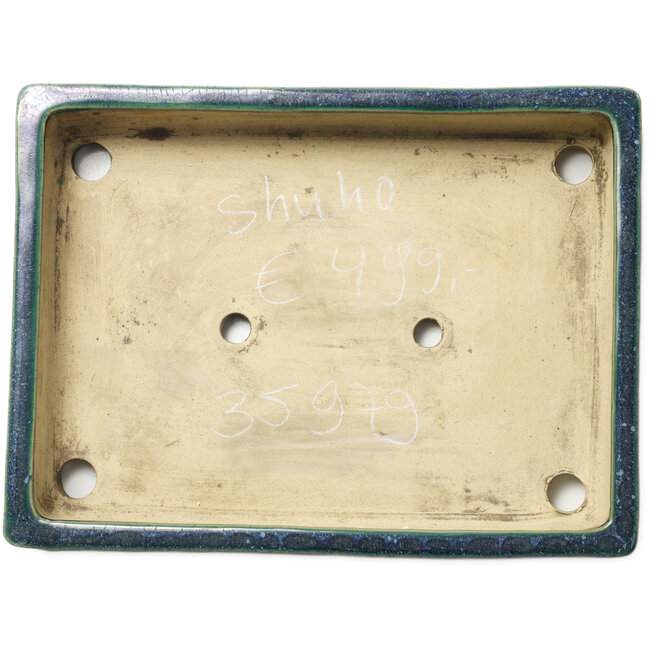 Pot à bonsaï rectangulaire vert de Shuhou - 380 x 283 x 78 mm