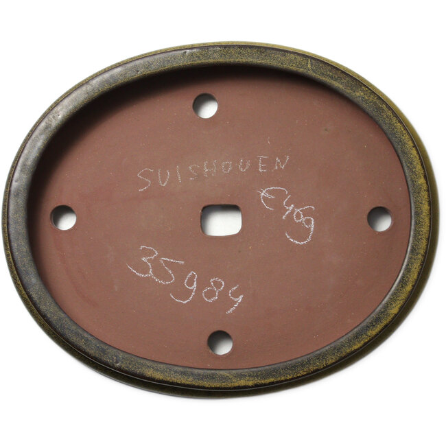 Maceta ovalada amarilla para bonsái de Suishoen Hekisui - 473 x 387 x 70 mm