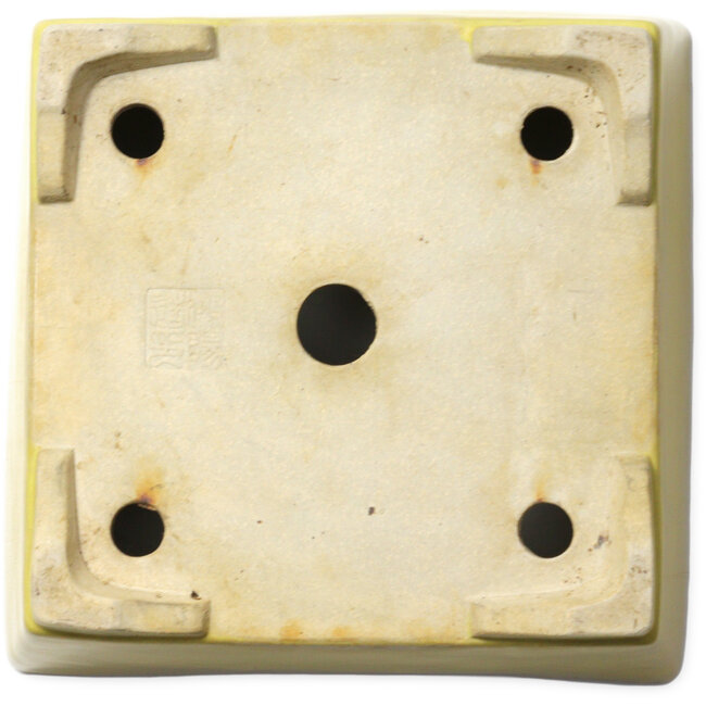 Pot à bonsaï carré jaune par Aiba Koyou - 227 x 227 x 110 mm