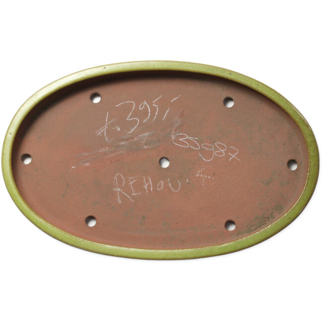 Ovale gele bonsaipot van Seizan (Reihou, Kataoka Katsushi, meester Seizan oven) - 487 x 316 x 45 mm