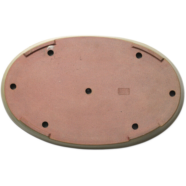 Maceta ovalada amarilla para bonsái de Seizan (Reihou, Kataoka Katsushi, maestro del horno Seizan) - 482 x 302 x 35 mm