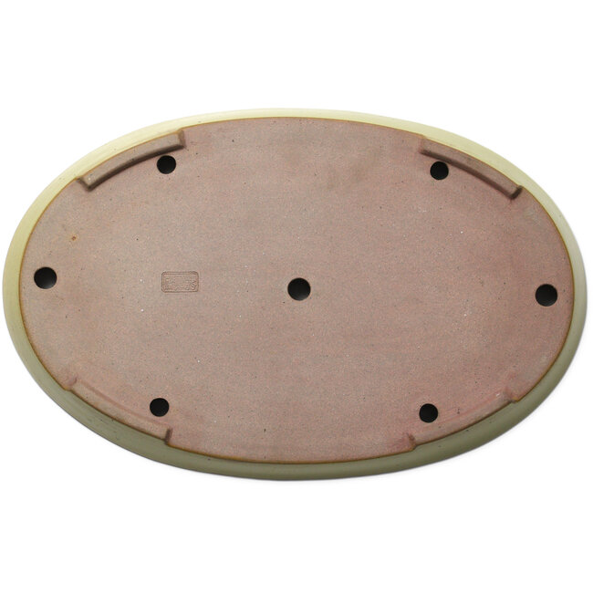 Ovale gele bonsaipot van Seizan (Reihou, Kataoka Katsushi, meester Seizan oven) - 493 x 315 x 47 mm