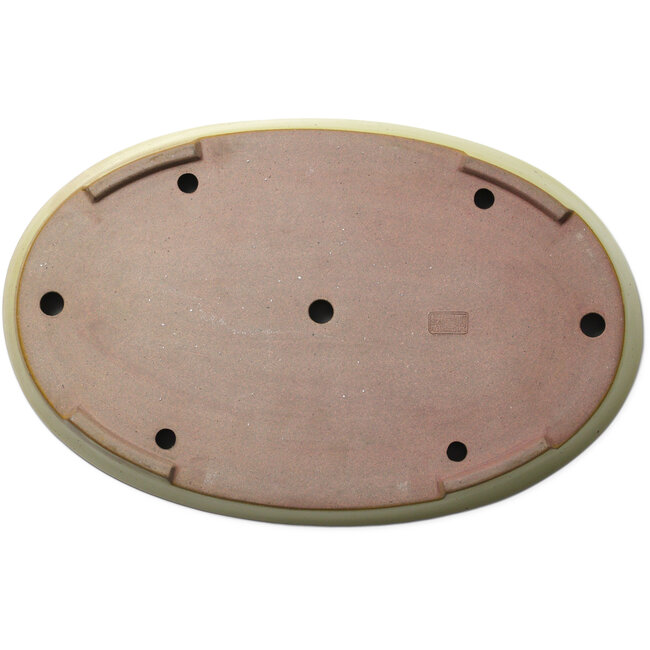 Ovale gele bonsaipot van Seizan (Reihou, Kataoka Katsushi, meester Seizan oven) - 493 x 315 x 47 mm