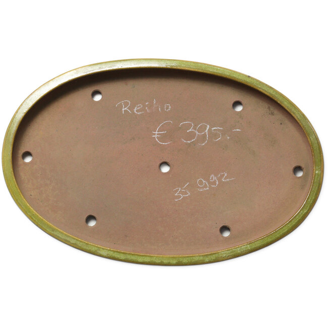 Ovale gele bonsaipot van Seizan (Reihou, Kataoka Katsushi, meester Seizan oven) - 493 x 315 x 47 mm