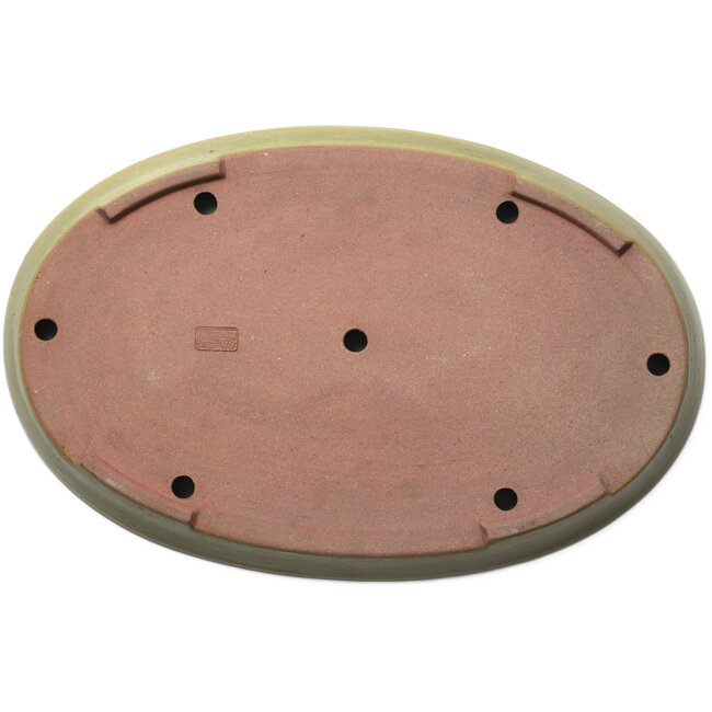 Ovale gele bonsaipot van Seizan (Reihou, Kataoka Katsushi, meester Seizan oven) - 493 x 315 x 47 mm