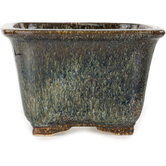 Koyou Vierkante donkerblauwe bonsaipot van 252 mm van Aiba Koyou, Tokoname, Japan