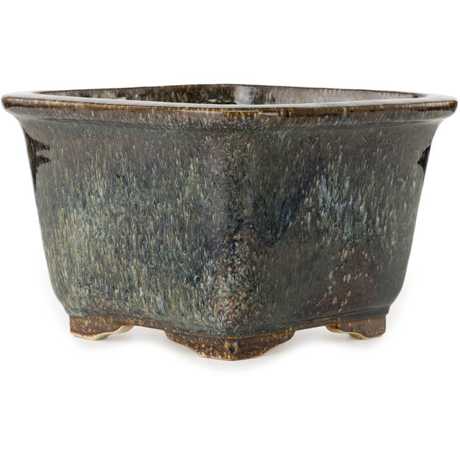 Quadratischer, dunkelblauer Bonsai-Topf von Aiba Koyou – 252 x 252 x 162 mm