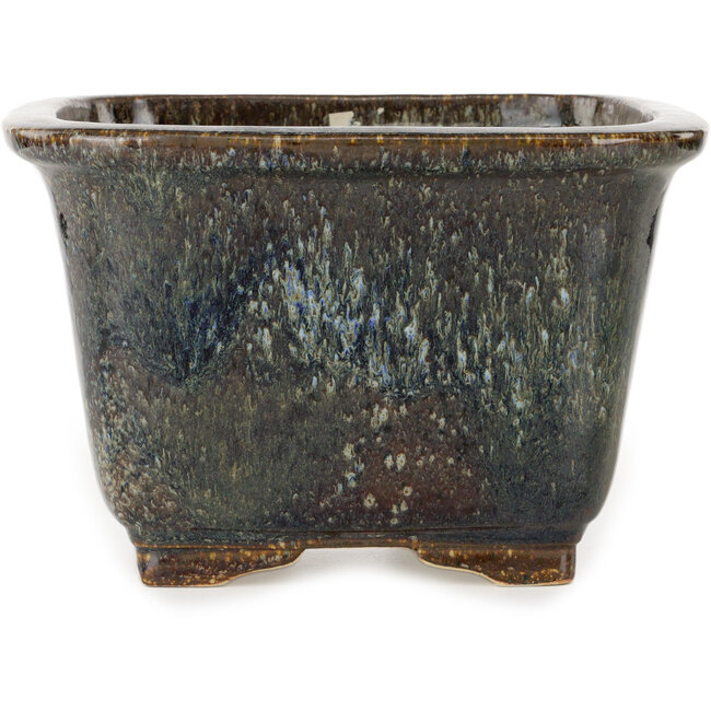 Square dark blue bonsai pot by Aiba Koyou - 252 x 252 x 162 mm
