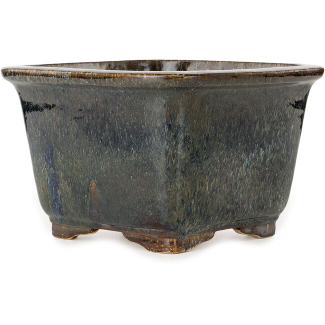 Maceta cuadrada azul oscuro para bonsái de Aiba Koyou - 252 x 252 x 162 mm