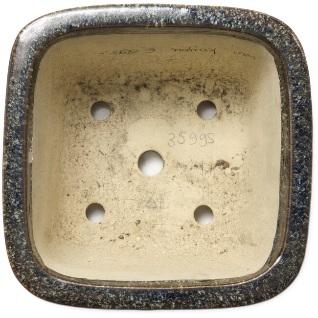 Vierkante donkerblauwe bonsaipot van Aiba Koyou - 252 x 252 x 162 mm