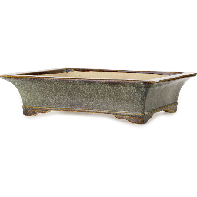 Maceta rectangular marrón para bonsái de Aiba Koyou - 468 x 380 x 115 mm