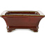 Rectangular red bonsai pot by Seizan (Reihou, Kataoka Katsushi, master Seizan kiln) - 215 x 165 x 65 mm