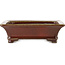 Rectangular red bonsai pot by Seizan (Reihou, Kataoka Katsushi, master Seizan kiln) - 215 x 165 x 65 mm
