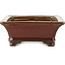 Rectangular red bonsai pot by Seizan (Reihou, Kataoka Katsushi, master Seizan kiln) - 215 x 165 x 65 mm