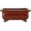 Maceta rectangular roja para bonsái de Seizan (Reihou, Kataoka Katsushi, maestro del horno Seizan) - 250 x 183 x 98 mm