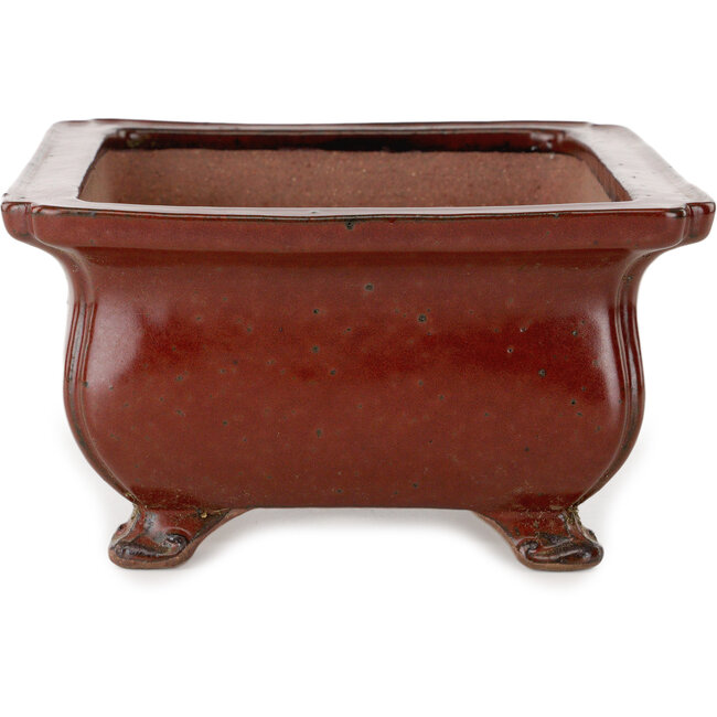 Vaso bonsai rettangolare rosso di Seizan (Reihou, Kataoka Katsushi, forno del maestro Seizan) - 250 x 183 x 98 mm