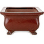 Maceta rectangular roja para bonsái de Seizan (Reihou, Kataoka Katsushi, maestro del horno Seizan) - 250 x 183 x 98 mm