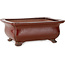 Rectangular red bonsai pot by Seizan (Reihou, Kataoka Katsushi, master Seizan kiln) - 250 x 183 x 98 mm