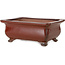 Rectangular red bonsai pot by Seizan (Reihou, Kataoka Katsushi, master Seizan kiln) - 250 x 183 x 98 mm