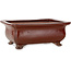Rectangular red bonsai pot by Seizan (Reihou, Kataoka Katsushi, master Seizan kiln) - 250 x 183 x 98 mm