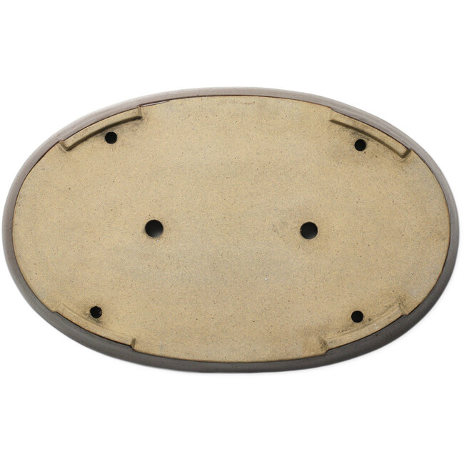 Oval brown bonsai pot by Seizan (Reihou, Kataoka Katsushi, master Seizan kiln) - 487 x 307 x 45 mm