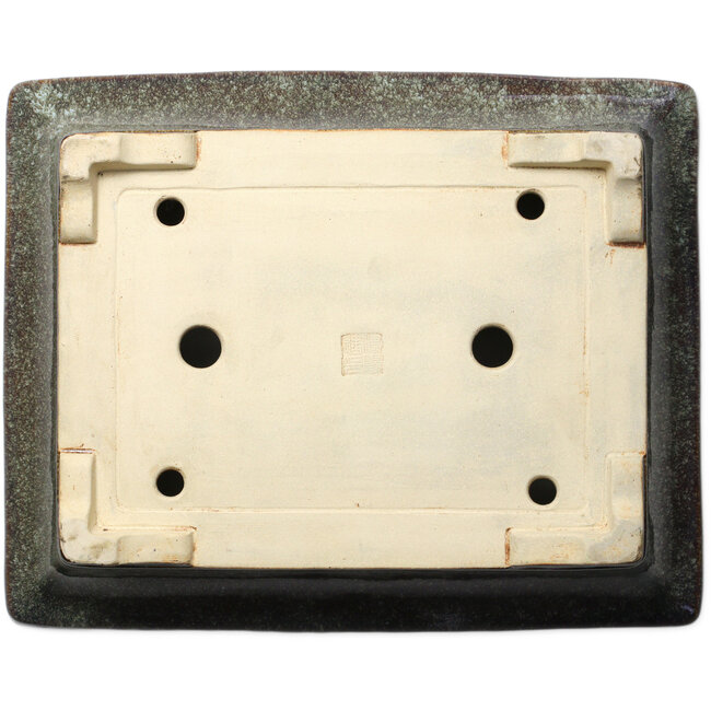 Pot à bonsaï rectangulaire marron par Aiba Koyou - 468 x 380 x 115 mm