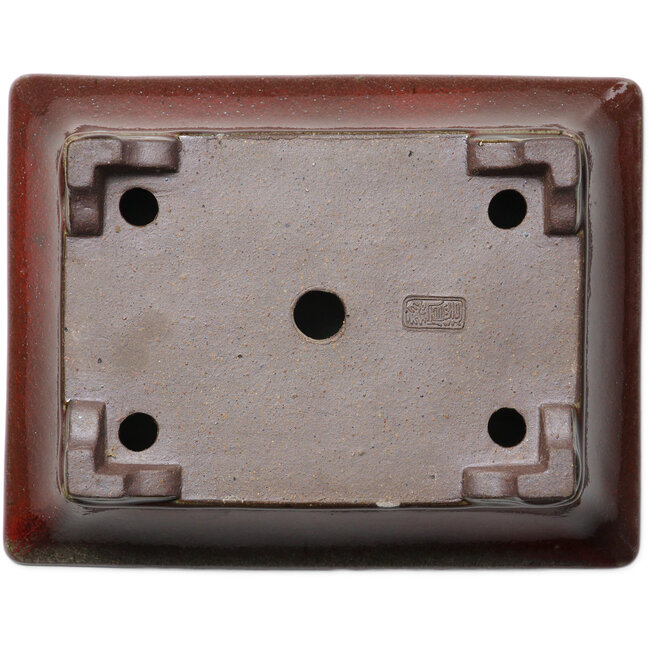 Rechteckiger roter Bonsaitopf von Seizan (Reihou, Kataoka Katsushi, Meister Seizan-Ofen) – 215 x 165 x 65 mm