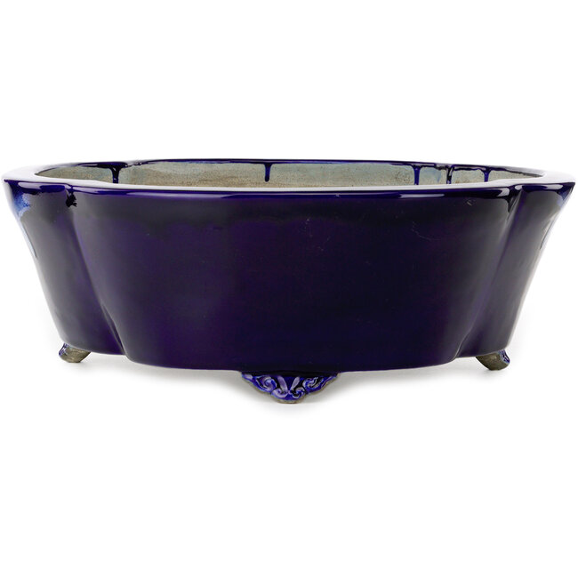 Mokko blue bonsai pot by Terahata Satomi Mazan - 535 x 460 x 160 mm